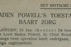 Baden Powell's toestand baart zorg